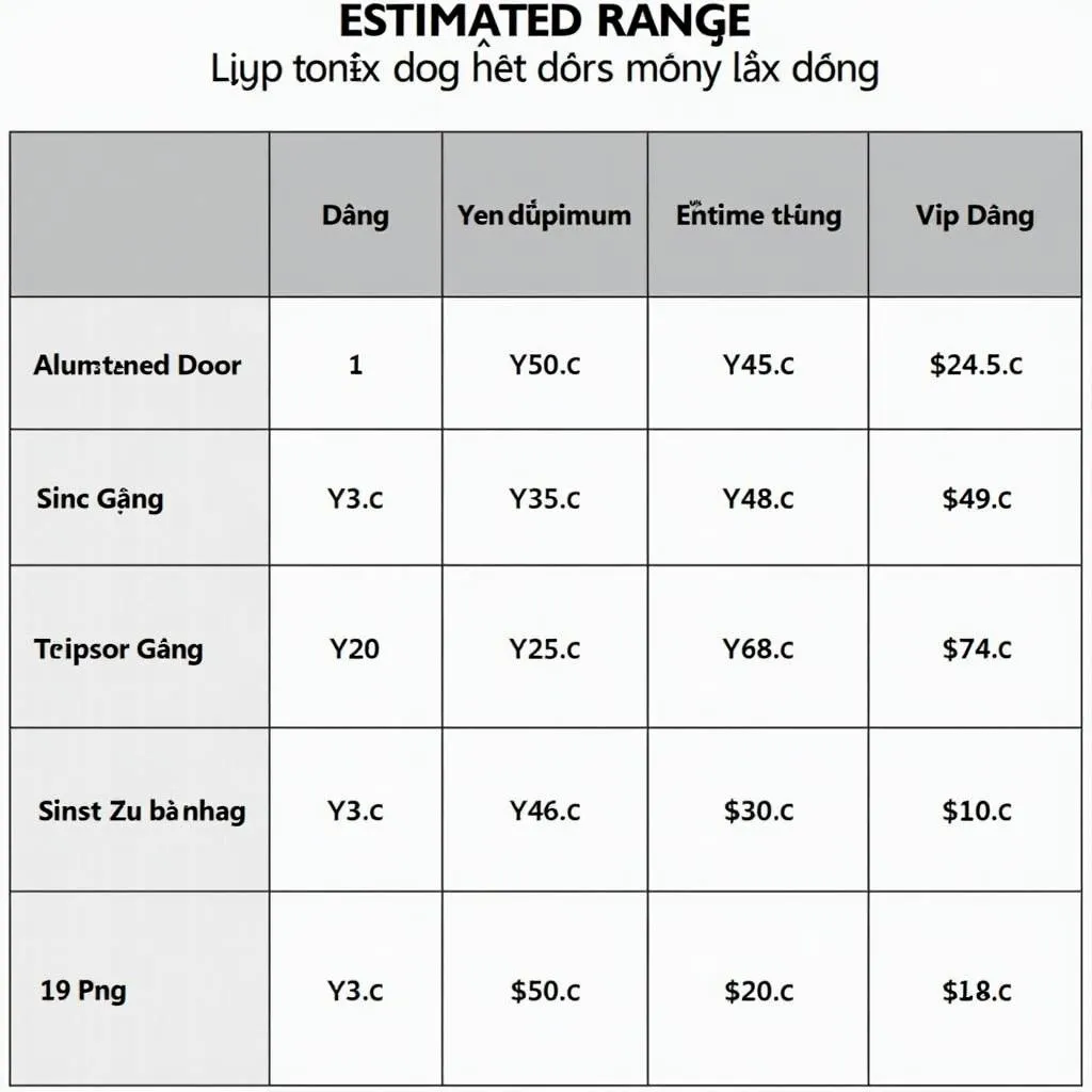 Bảng giá cửa nhôm kính tham khảo