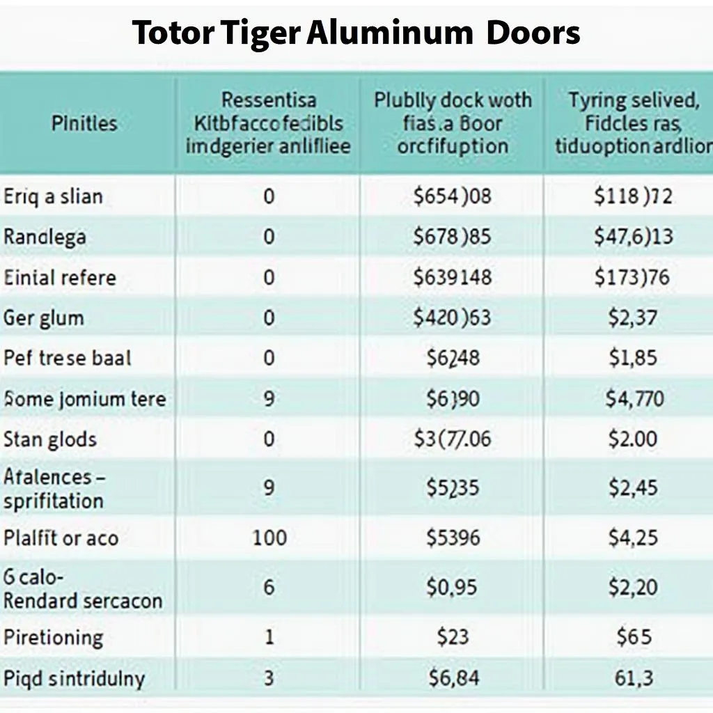 Bảng giá cửa nhôm Tiger