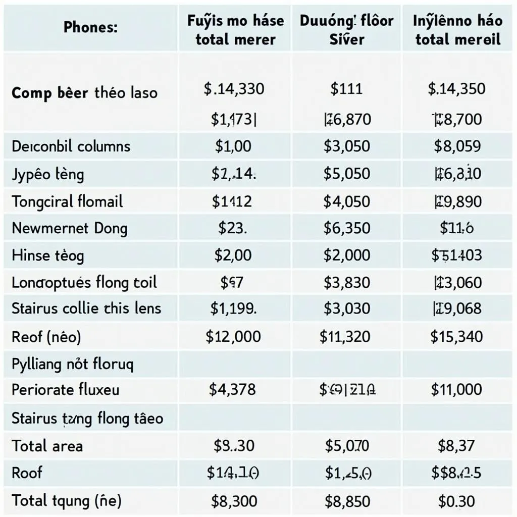 Bảng giá xây dựng phần thô