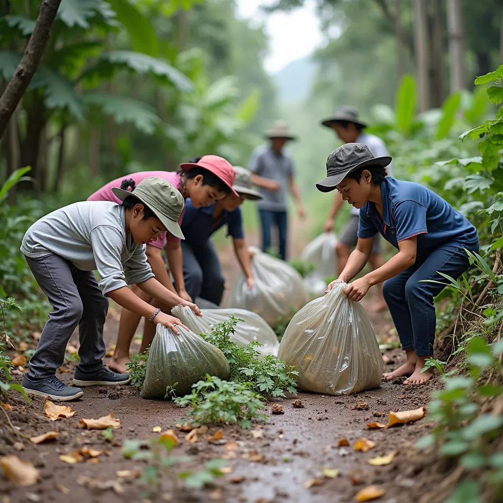 Người dân tham gia hoạt động vệ sinh môi trường