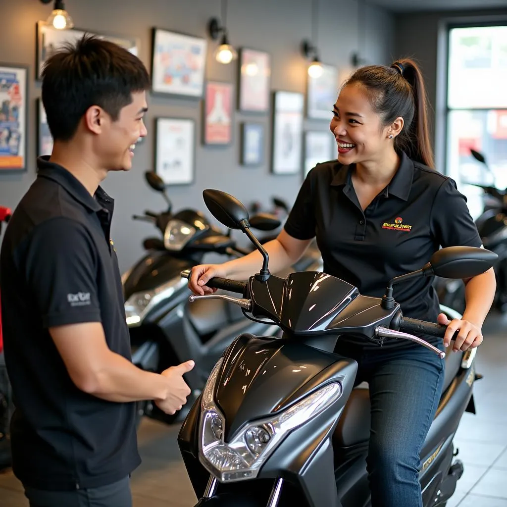 Nhân viên tư vấn khách hàng tại Phương Nam Moto