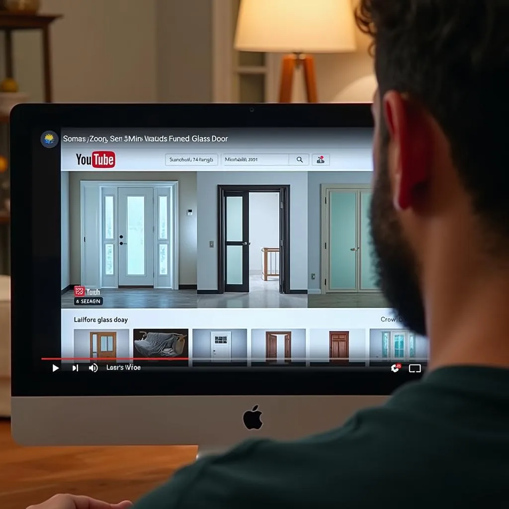 Người dùng xem video về cửa nhôm kính trên Youtube