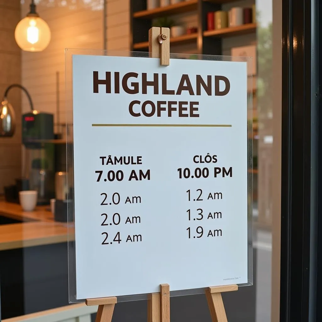 Lịch Giờ Mở Cửa Highland Coffee