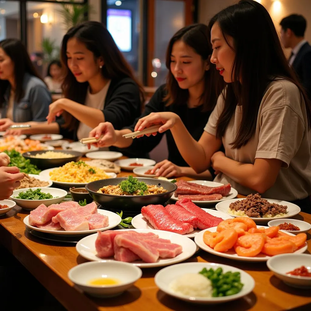 Thực khách thưởng thức buffet lẩu nướng tại Kichi Kichi