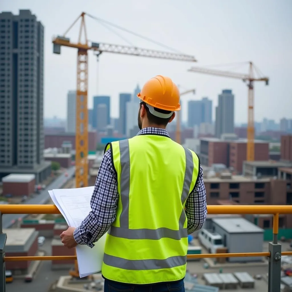 Civil engineer working at construction site