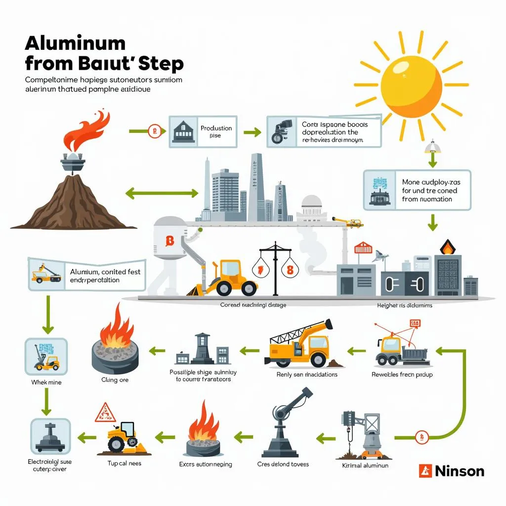 Sơ đồ quy trình sản xuất nhôm từ quặng boxit