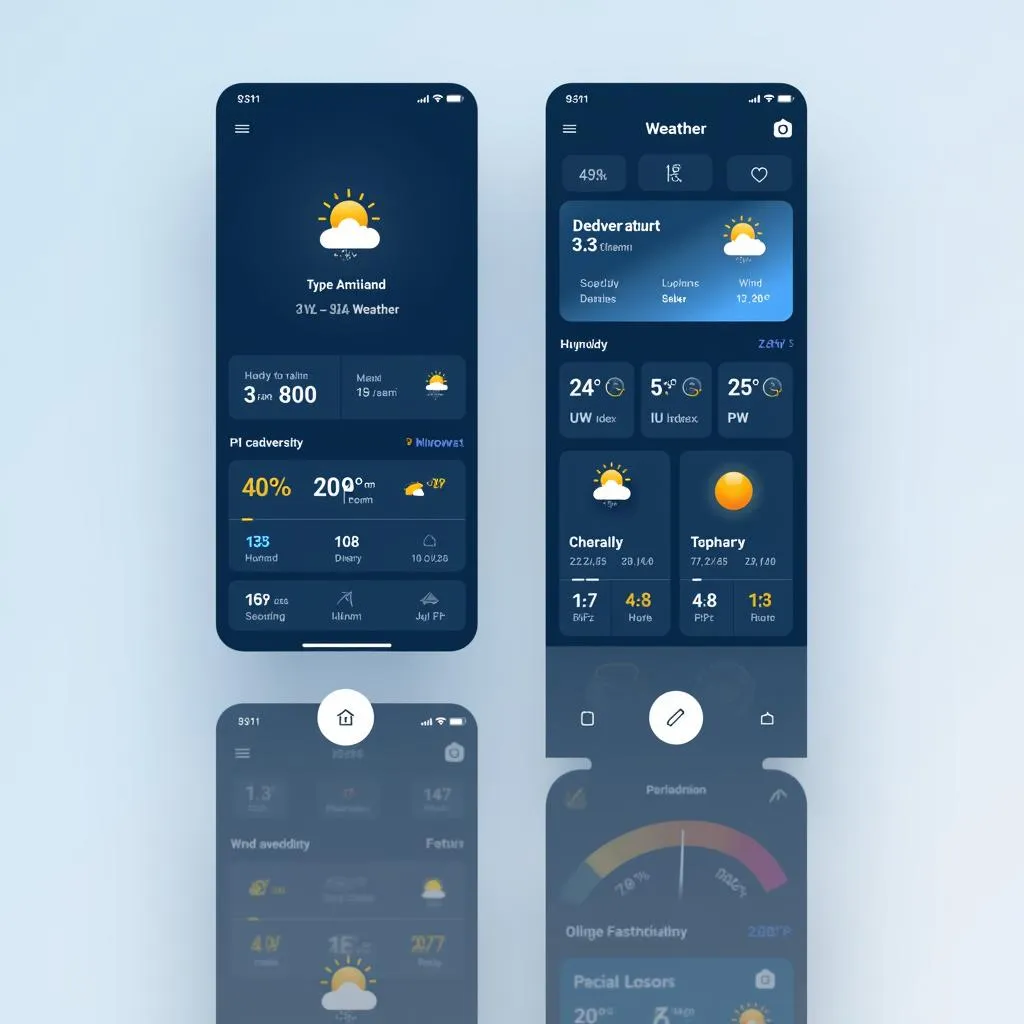 Giao diện ứng dụng dự báo thời tiết hiện đại, hiển thị chi tiết thông tin thời tiết