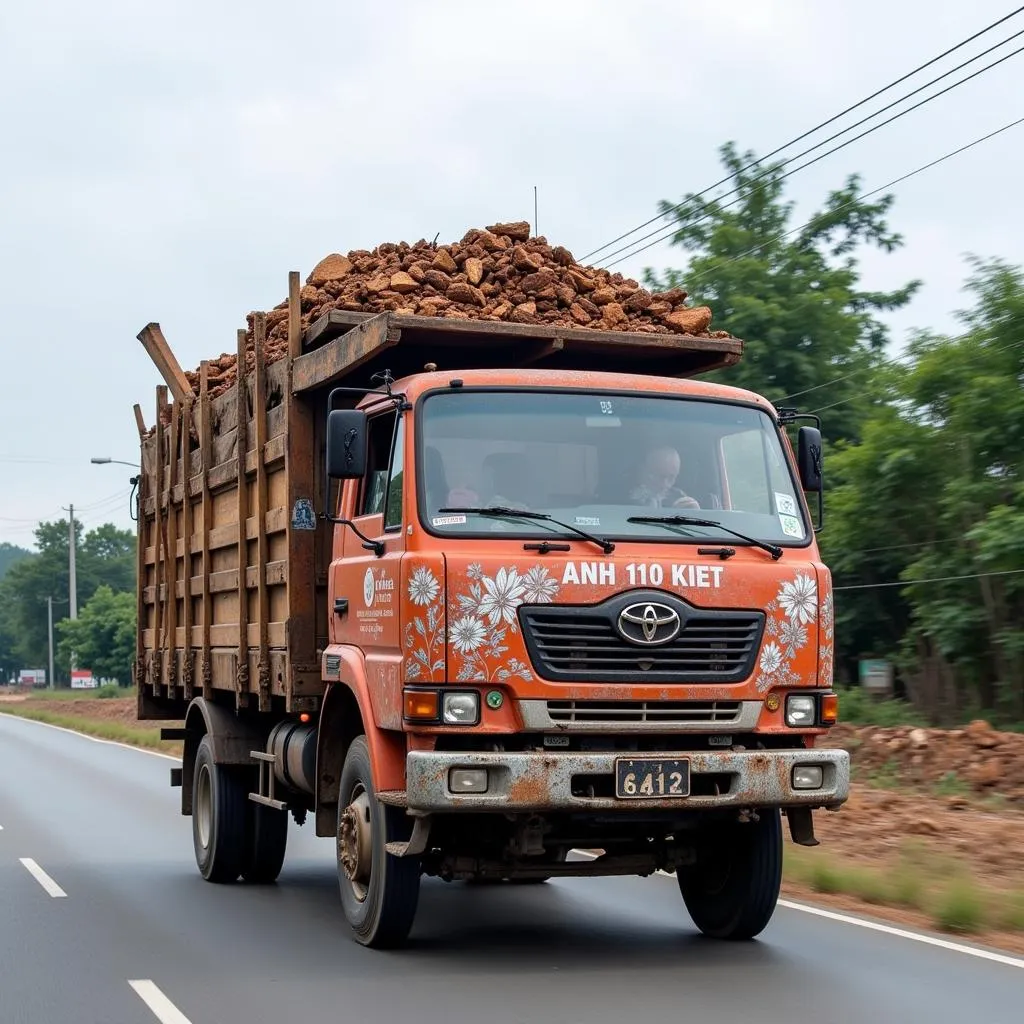 Xe tải chở vật liệu xây dựng Anh Kiệt Cà Mau