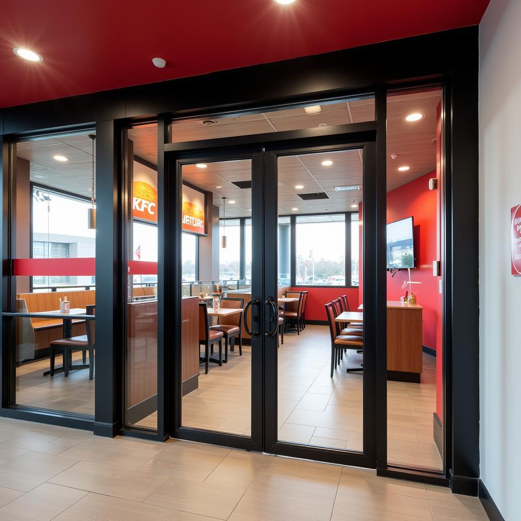 Cửa nhôm kính cho cửa hàng KFC hiện đại