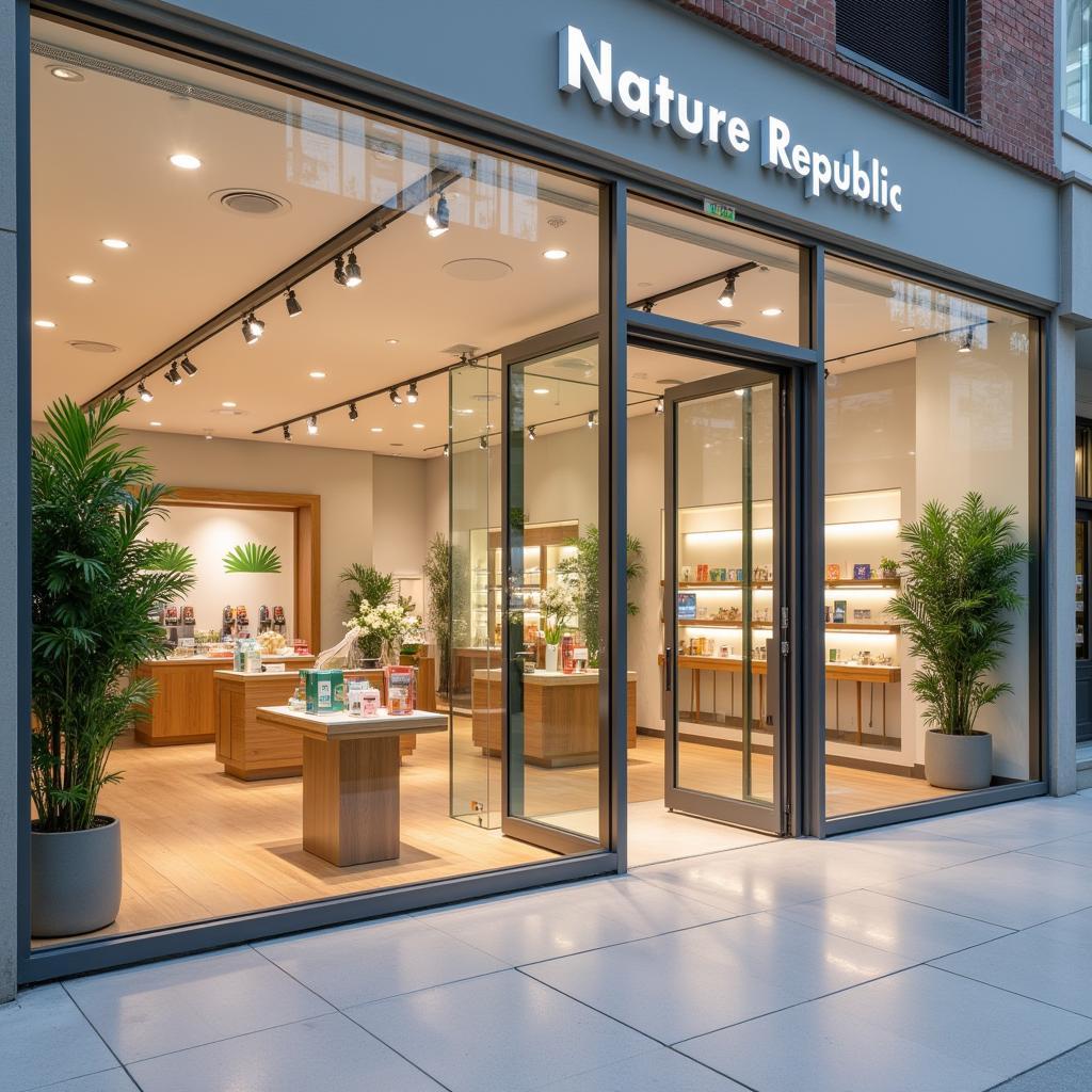 Cửa nhôm kính cho cửa hàng Nature Republic