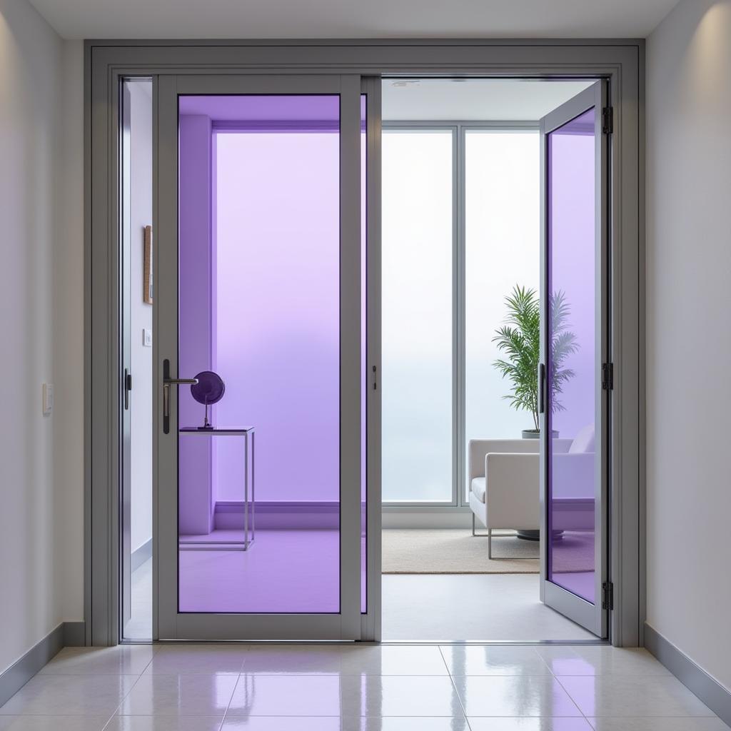 Cửa nhôm kính ly tuyệt nhôm hợp chất violet