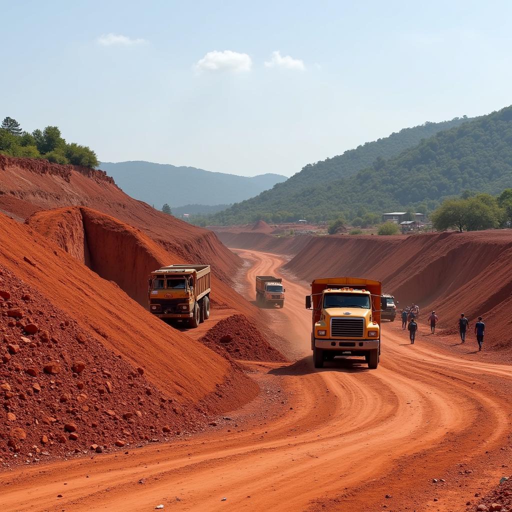 Khai thác quặng bauxite tại mỏ Thái Nguyên