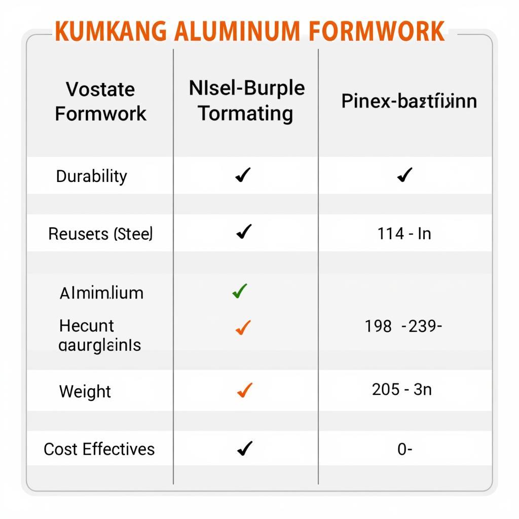 So sánh ván khuôn nhôm Kumkang với các loại ván khuôn khác