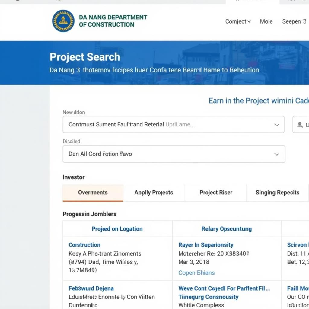 Tra cứu thông tin dự án xây dựng Đà Nẵng